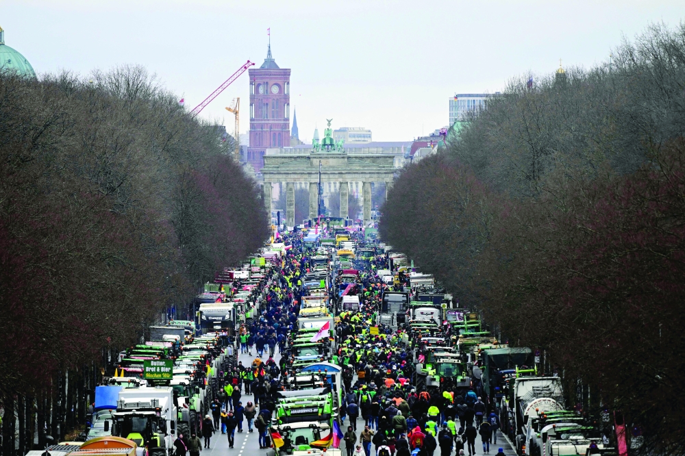 German farmers descend on Berlin with tractors in protest against